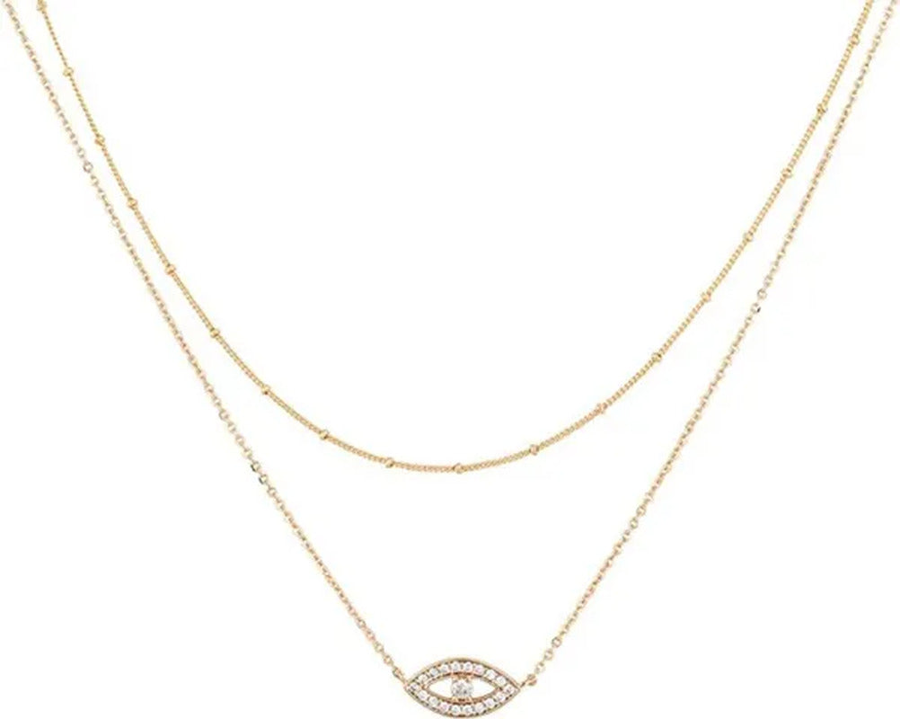 Layered Necklace Pendant Handcrafted 18K Gold Plated Delicate Circle Gold Neckla