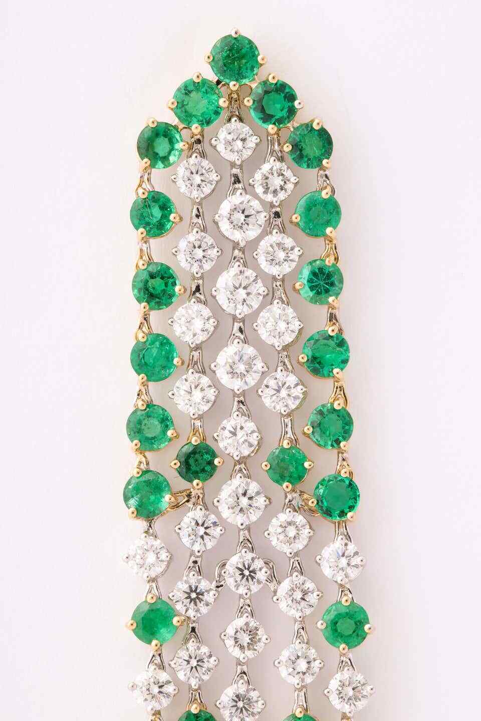 Green Emerald and Diamond Earrings