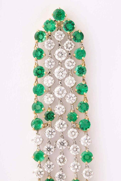 Green Emerald and Diamond Earrings