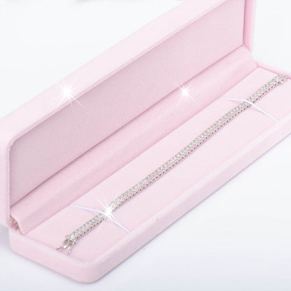 Sterling Silver Bracelet with Square Diamonds and Electroplated Real Gold