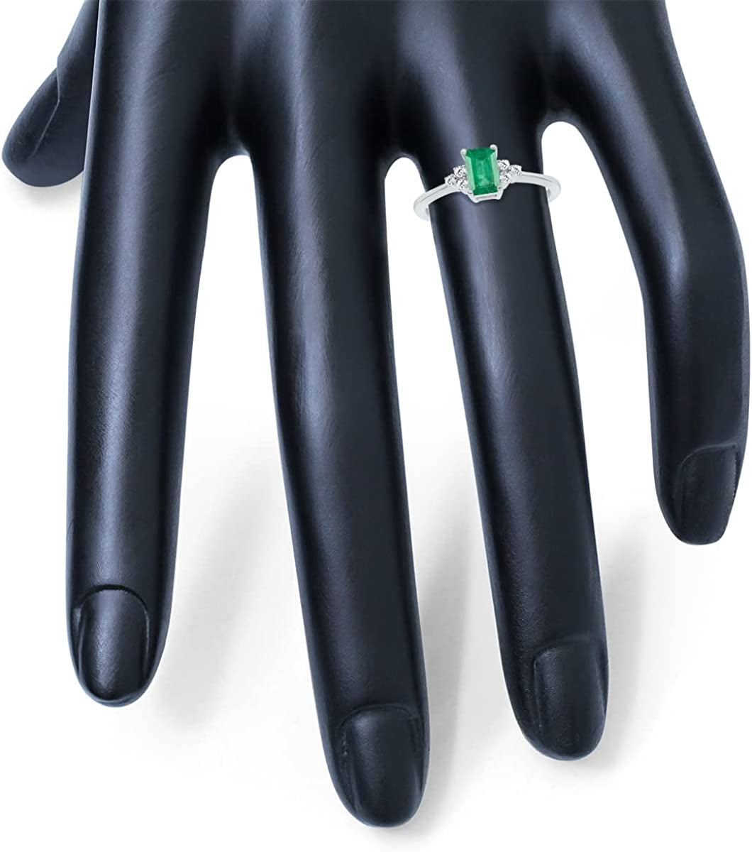 Gemstone and Diamond Ring in 10K White Gold (Available in Emerald, Sapphire, Blu