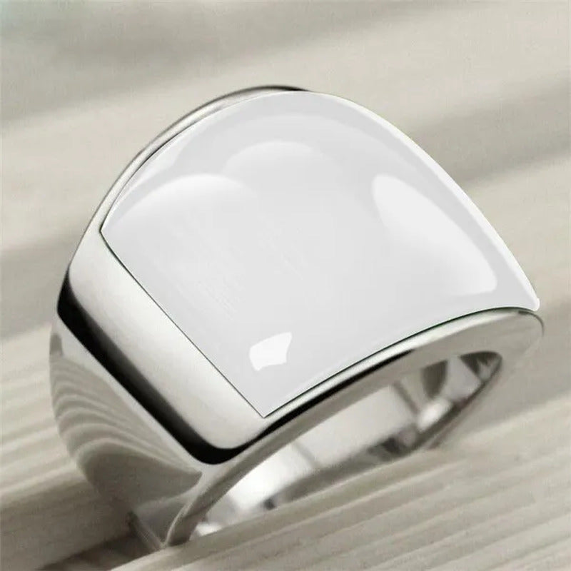 Vintage Men'S Gemstone Ring Stainless Steel Single White Red Opal Rings Jewelry