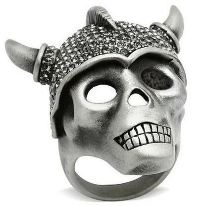 Alamode 3W021-9 Antique Silver White Metal Ring with Top Grade Crystal, Blac