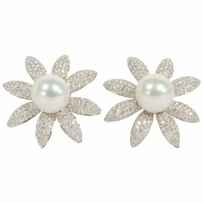 SOUTH SEA PEARL WITH DIAMOND ROUND BRILLIANT SHAPE EARRING