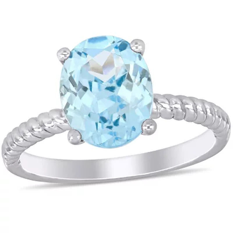 Aquamarine Promise Ring in 14K White Gold