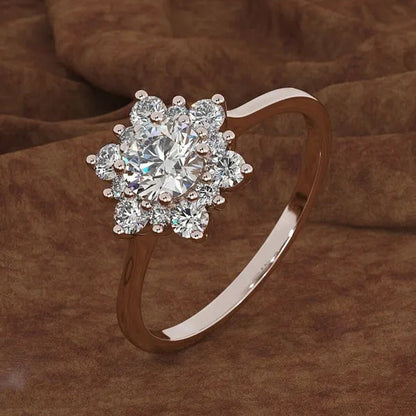 Creative Snowflake Zircon Women'S Ring Gold Color Rose Gold Color and Silver Col