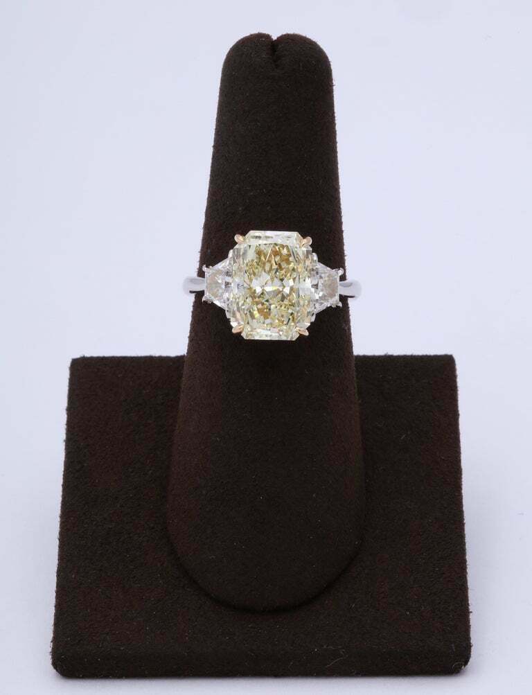 5 Carat Radiant Cut Yellow Diamond Ring GIA Certified