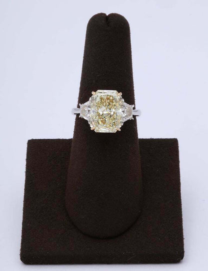 5 Carat Radiant Cut Yellow Diamond Ring GIA Certified
