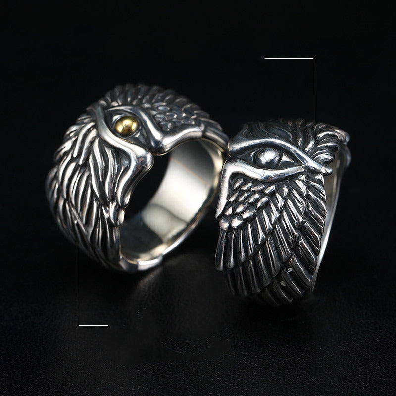 925 Sterling Silver Ring Men'S Trendy Personality Angel Wings Angel Demon Ring