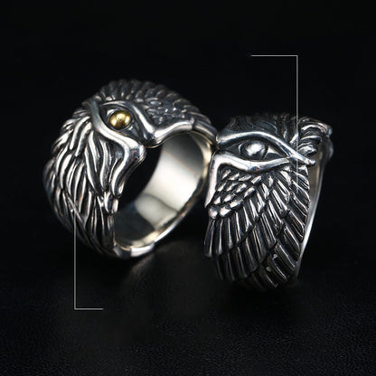 925 Sterling Silver Ring Men'S Trendy Personality Angel Wings Angel Demon Ring