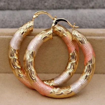 Gold Color Hoop Earrings for Women'S Filled - Crude Tube Swirl Multilayer Circle