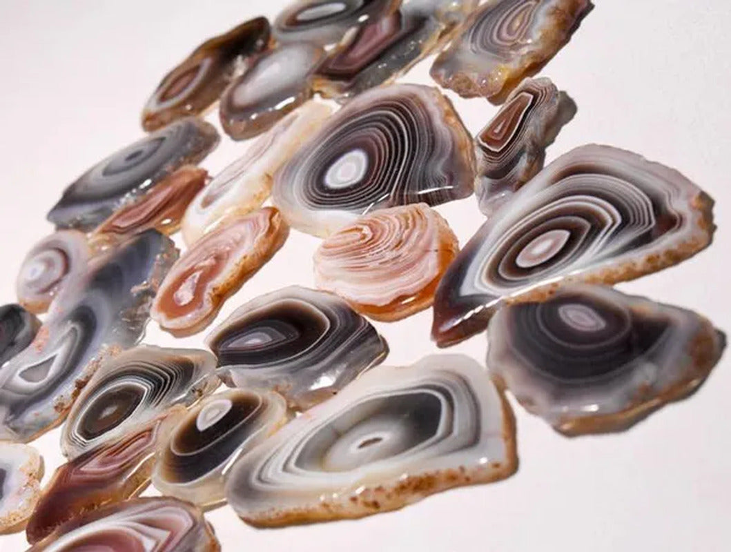 10 Piece Natural Botswana Agate Slice Gemstone Lot, Botswana Agate Cabochon Slic