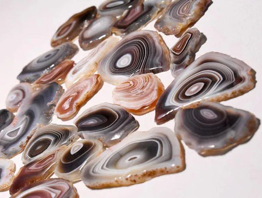 10 Piece Natural Botswana Agate Slice Gemstone Lot, Botswana Agate Cabochon Slic
