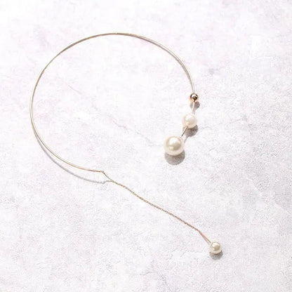 1Pcs Pearl Choker Necklace Elegant Big White Imitation Pearl Choker Necklace Cla