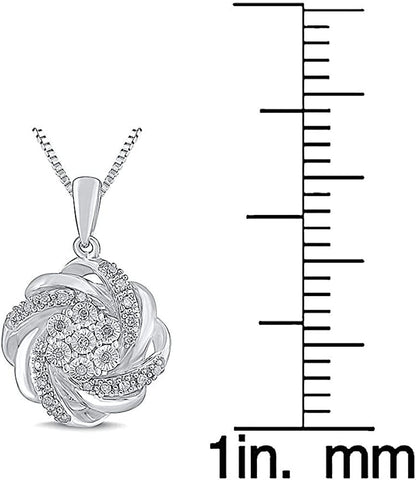 Diamond Pendant Necklace in Sterling Silver 1/10 Cttw - 18 Inch Box Chain