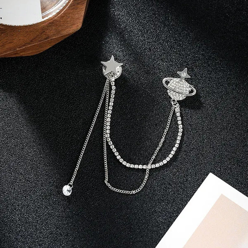 Star Brooch Female Diamond Tassel Pin Simple Fashion Pendant Clothing Accessorie