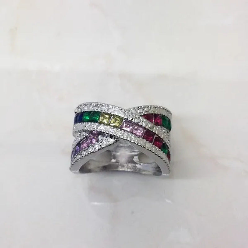Plated Silver Engagement Jewelry Tanzanite Ruby Genuine Stone Promise Ring