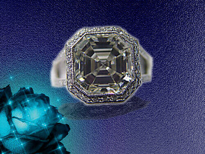 EGL CERTIFIED H COLOR VS2 CLARITY DIAMOND ASSCHER SHAPE CENTER ENGAGEMENT RING