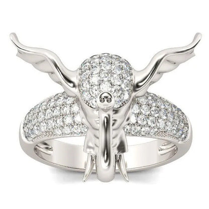 Unique Elephant Ring Animal Totem Ring 925 Silver Rings Jewelry Anniversary Stat