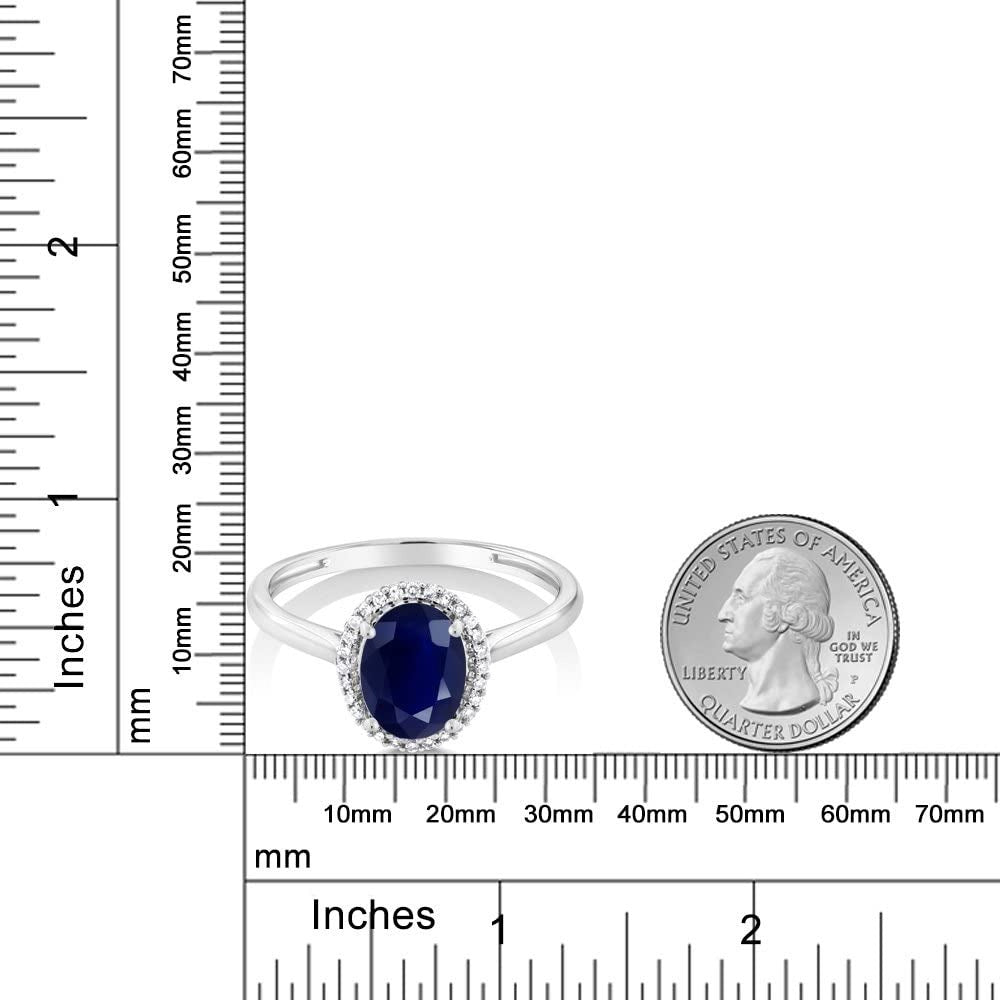 10K White Gold Blue Sapphire and White Diamond Women’S Halo Engagement Ring (1.7