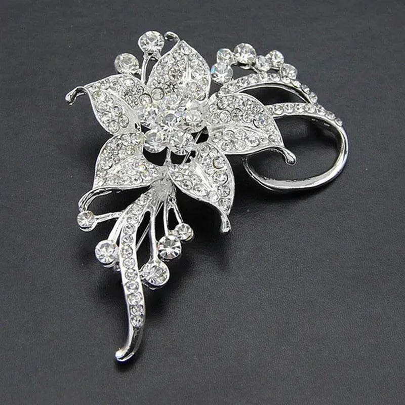 ZCM New Flower Rhinestone Crystal Diamante Brooch Wedding Bridal Brooch Gift