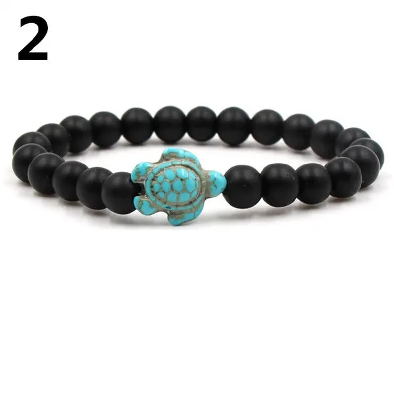 Summer Style Sea Turtle Beads Bracelets for Women Men Classic Natural Stone Elas