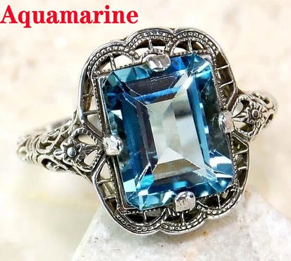 Women 2.8CT Citrine 925 Silver Ring Jewelry (Choice Color and Size )