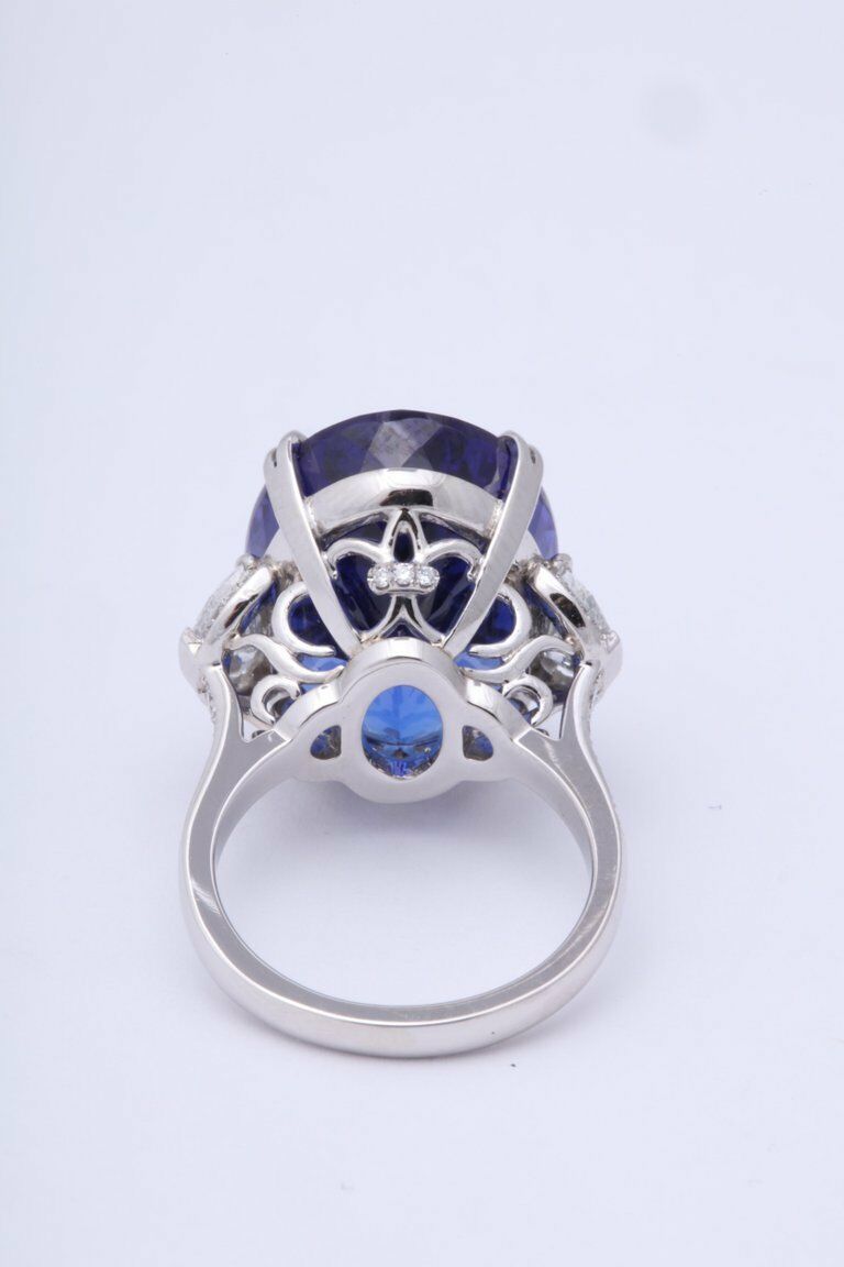 20 Carat Royal Blue Tanzanite and Diamond Ring