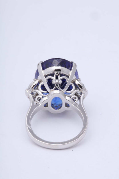 20 Carat Royal Blue Tanzanite and Diamond Ring