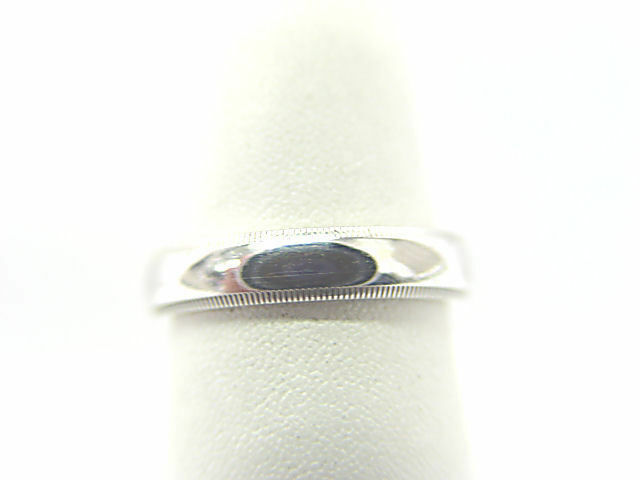 14 K WHITE GOLD POLISHED BEADED WEDDING BAND