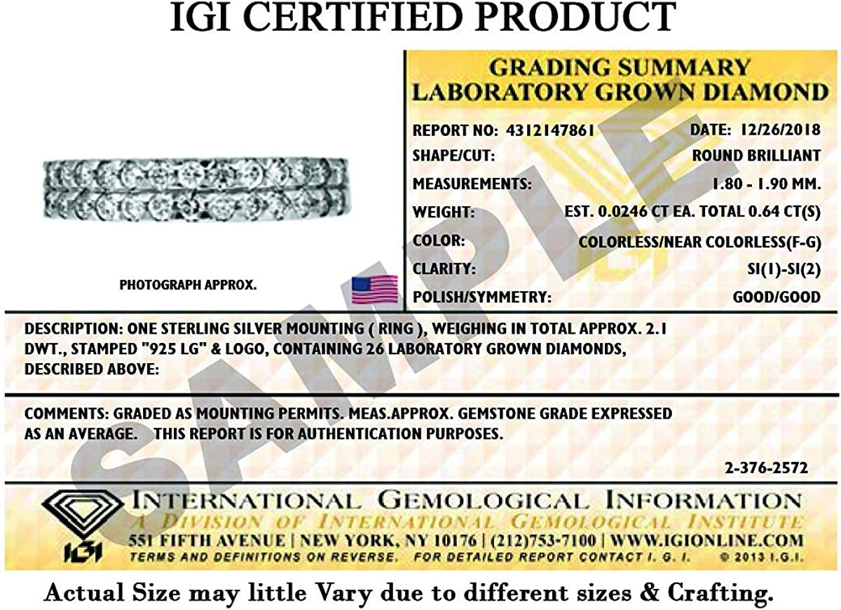 5/8 Carat | 14K White Gold or 925 Sterling Silver| IGI Certified Brilliant-Cut L