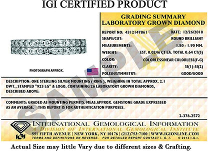 5/8 Carat | 14K White Gold or 925 Sterling Silver| IGI Certified Brilliant-Cut L