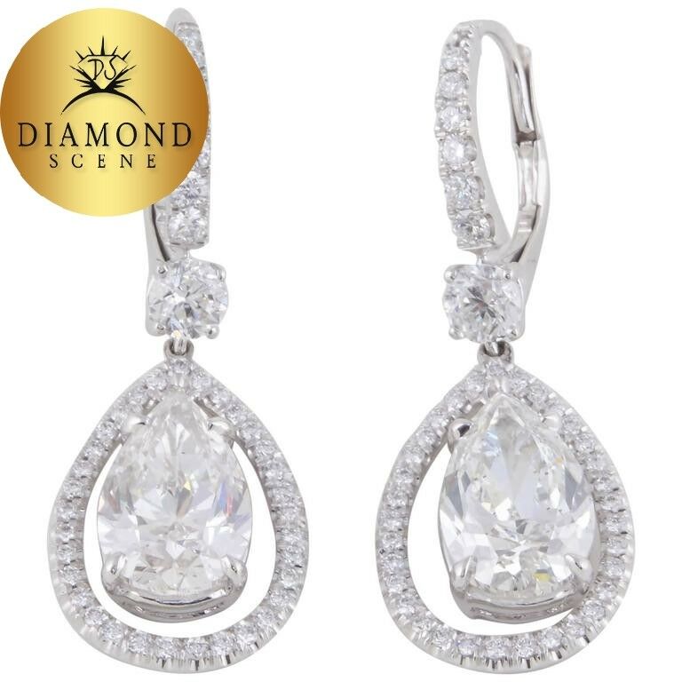 GIA Certified Pear Shaped Diamond Drop Earrings