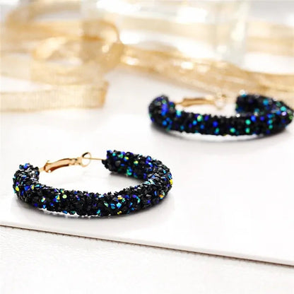 Rhinestone Zircon Flash Ring round Diamond Earrings Female Silver Gold Stud Earr