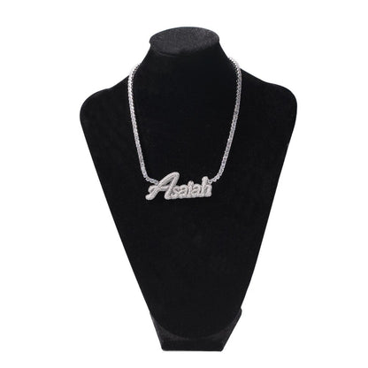Nameplate Weld Tennis Chain Curise Ice Out Handmade Pendant CZ Tennis Chain Neck