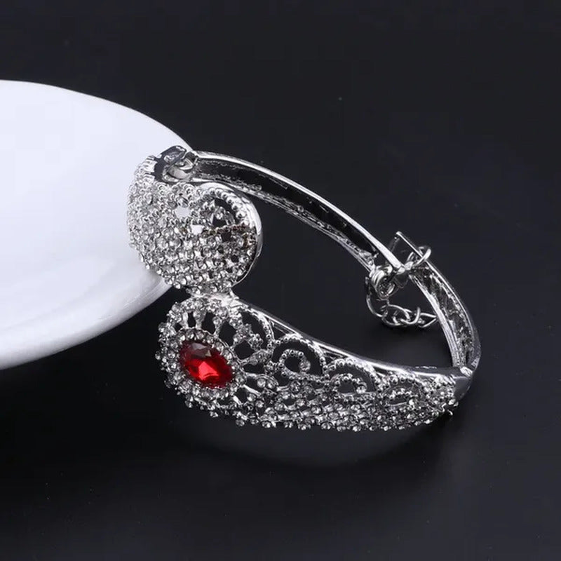 Vintage Turkish Women African Beads Jewelry Set Dubai Indian Crystal Ruby Weddin