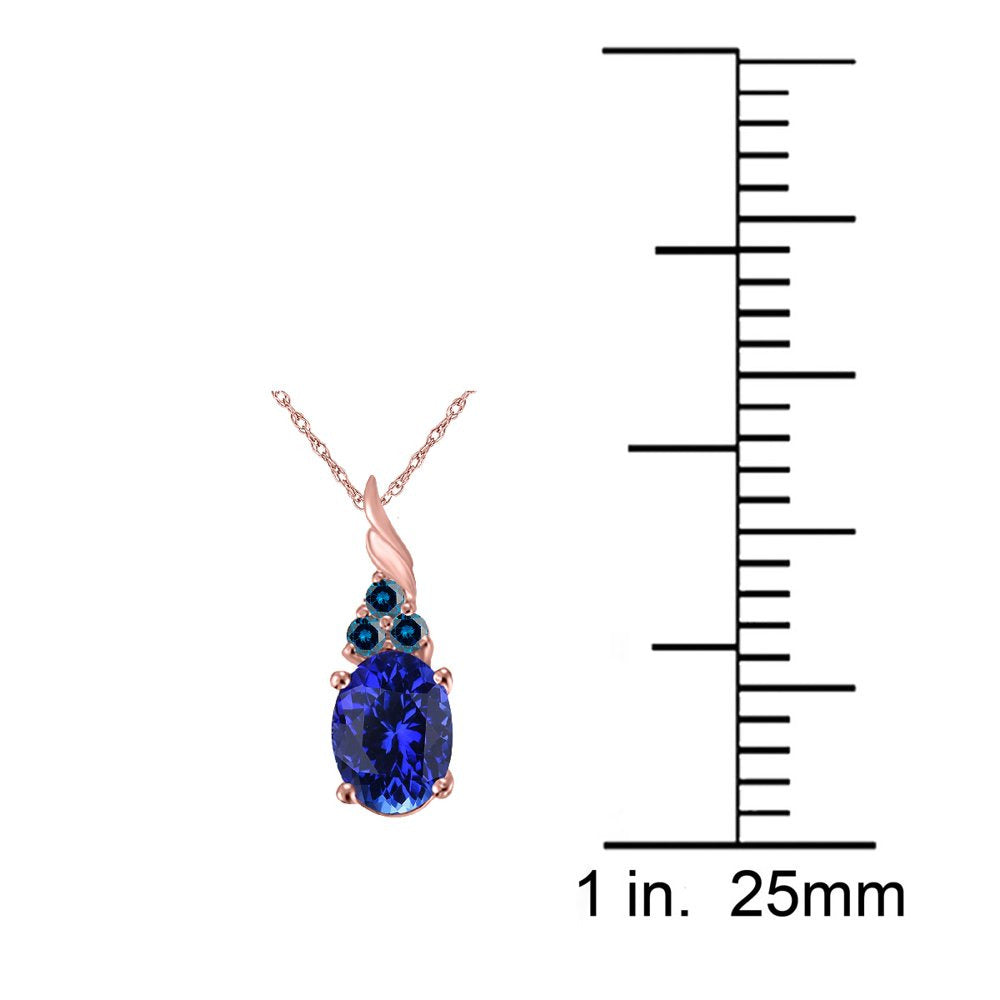 Tanzanite & Blue Diamond Pendant Necklace for Women | 14K Rose, White & Yellow G