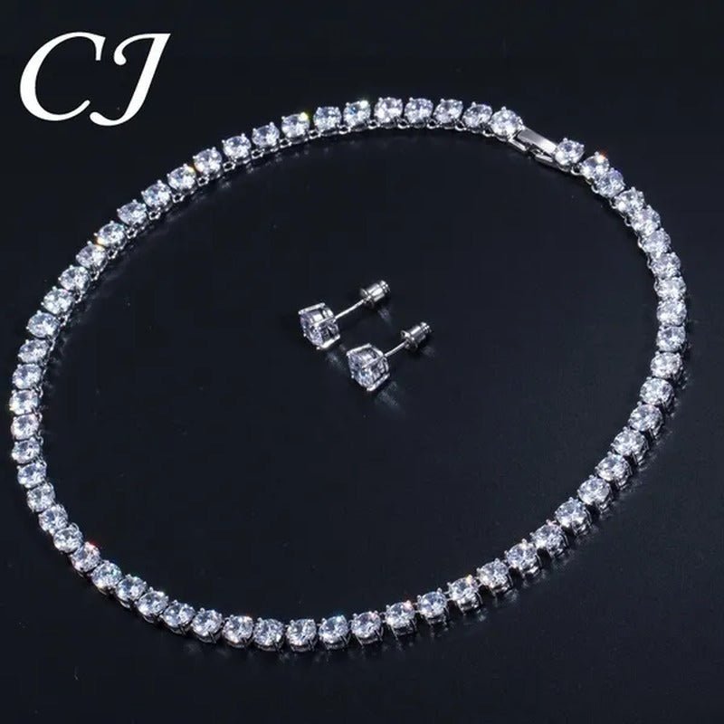 CANDICE Hot Sale 18K White Gold Plated round CZ Diamond Classic Women Wedding Ne
