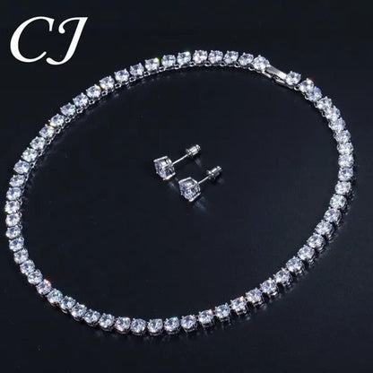 CANDICE Hot Sale 18K White Gold Plated round CZ Diamond Classic Women Wedding Ne