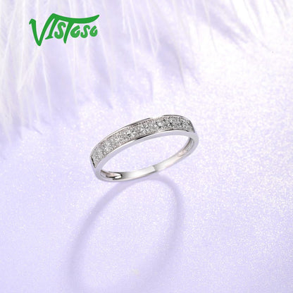 Gold Rings for Women Genuine 9K 375 White Gold Ring Sparkling Diamond Promise