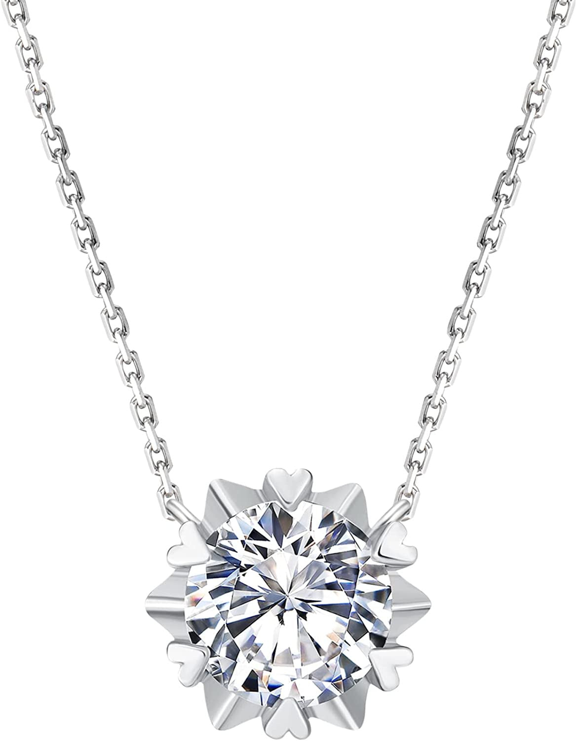 Moissanite Pendant Necklace, 1CT Lab Grown Diamond Stone with VVS1 Clarity D Col