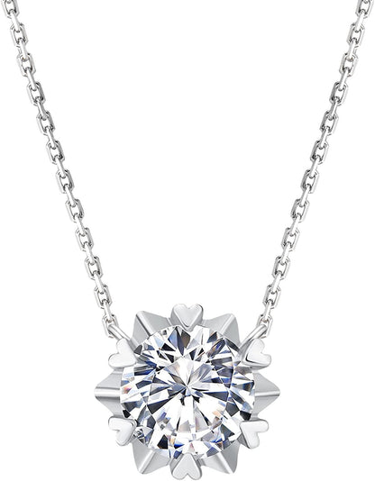 Moissanite Pendant Necklace, 1CT Lab Grown Diamond Stone with VVS1 Clarity D Col