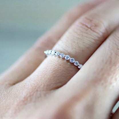 Fashion Half Eternity Moissanite Diamond Jewelry Dainty 925 Sterling Silver Whit