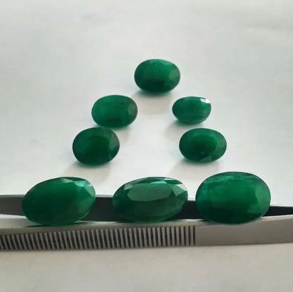 NATURAL EMERALD ZAMBIAN CUT FACETED OVAL SHAPE LOOSE GEMSTONE