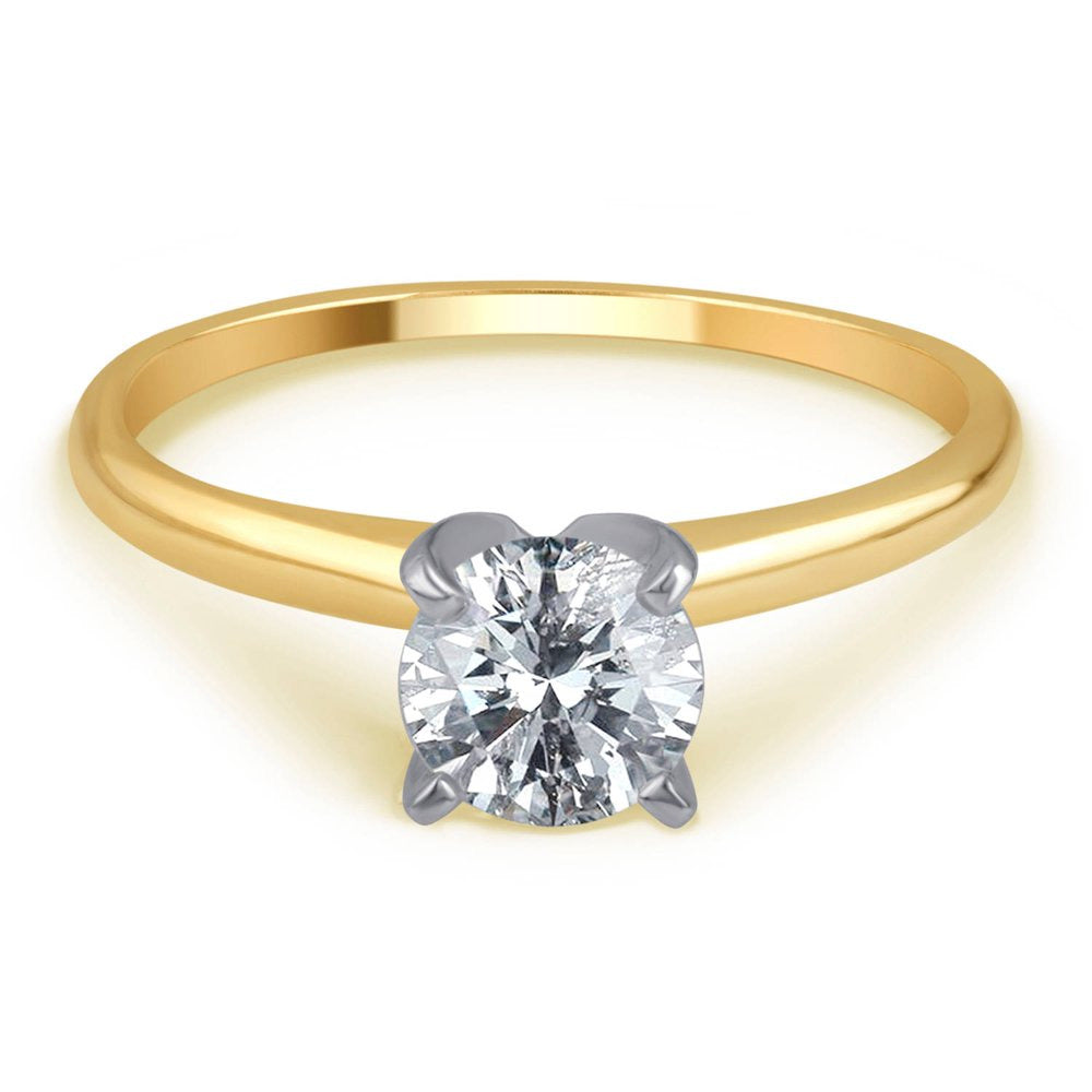 Arista 0.50 Carat T.W. round White Diamond Solitaire Ring in 14K Yellow Gold (H-
