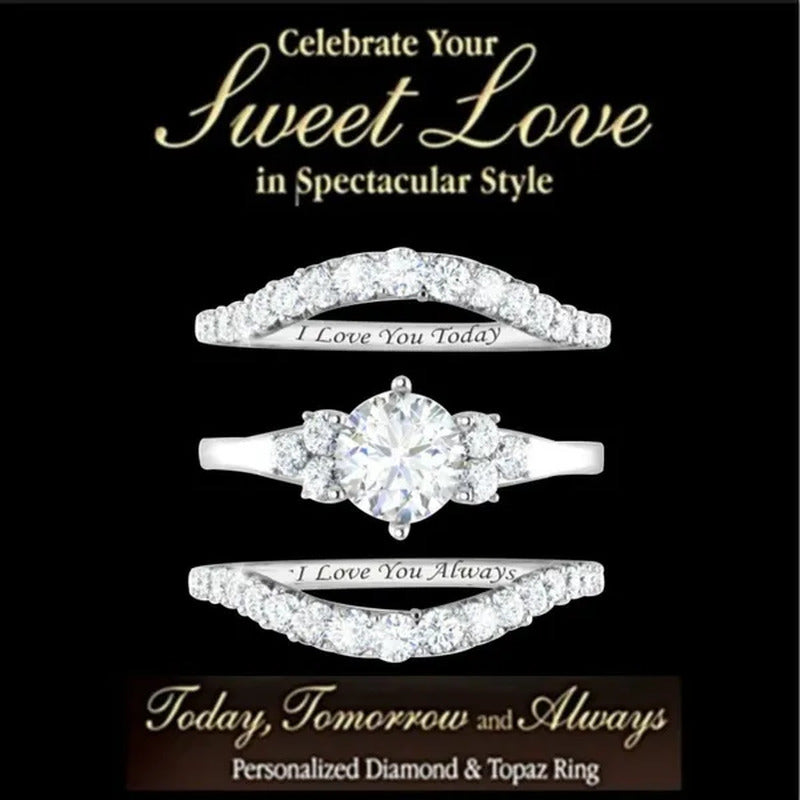 3Pcs / Set Classic Bright Woman Fashion Diamond Jewelry Exquisite 925 Sterling S