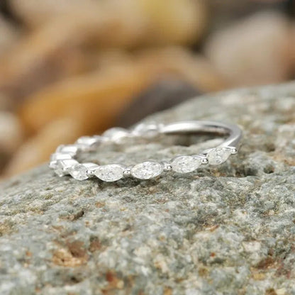 Gorgeous so Simple Shiny Marquise Diamond Ring Exquisite 925 Sterling Silver Nat