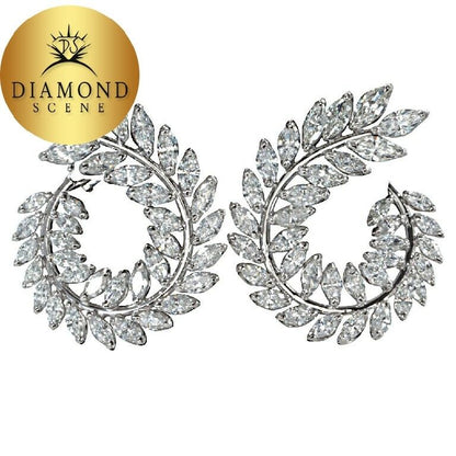 Stunning Marquise Diamond Gold Wreath Style Swirl Earrings
