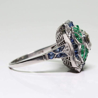 Women Fashion Ring Jewelry Wedding Rings Cute Girls Rings Women Faux Sapphire Em