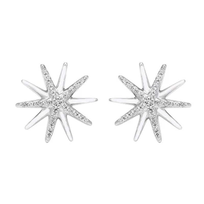 0.21 CT. T.W. Sterling Silver Diamond Starburst Pendant & Earring Set